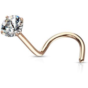 Piercing Street Piercing nez tige tire-bouchon or rose zircon rond blanc - Or Rose