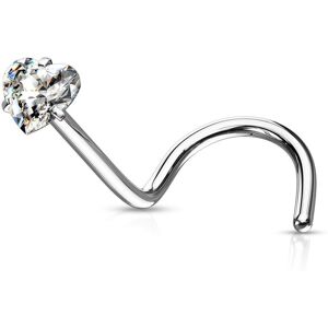 Piercing Street Piercing nez tige tire-bouchon zircon coeur blanc - Argente