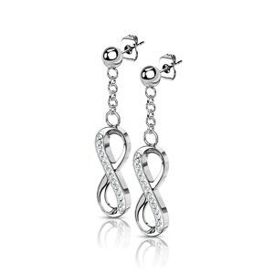 Piercing Street Paire Boucles d'oreille clous pendentif infini acier inoxydable - Argente