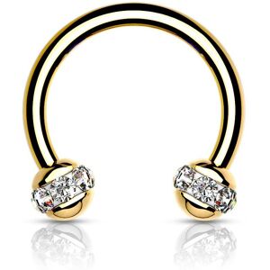 Piercing Street Piercing fer a cheval dore boule cristaux blanc (oreille, septum) - Dore