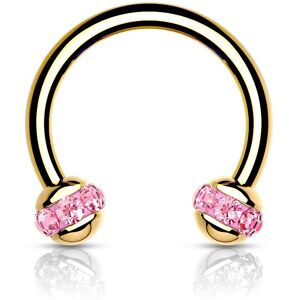 Piercing Street Piercing fer a cheval dore boule cristaux rose (oreille, septum) - Dore