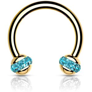 Piercing Street Piercing fer a cheval dore boule cristaux turquoise (oreille, septum) - Dore