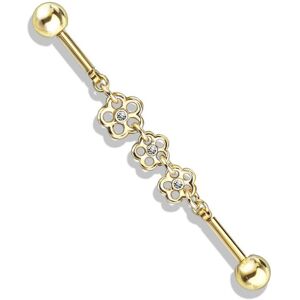 Piercing Street Piercing industriel oreille dore chaine triple fleur - Dore