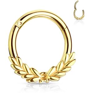 Piercing Street Piercing oreille anneau feuilles de laurier avec charniere acier dore - Dore