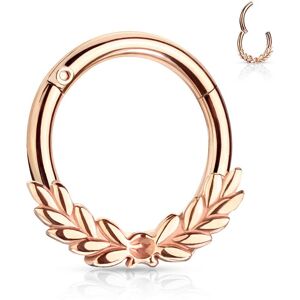 Piercing Street Piercing oreille anneau feuilles de laurier avec charniere acier rose - Or Rose