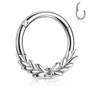 Piercing Street Piercing oreille anneau feuilles de laurier avec charniere acier chirurgical - Argente