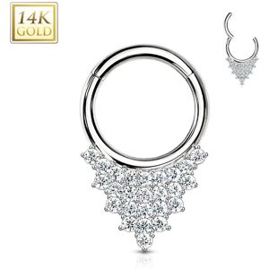 Piercing Street Piercing anneau septum or blanc 14 carats triangle strass - Argente