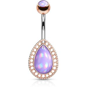 Piercing Street Piercing nombril larme rosee pierre lumineuse violet - Or Rose