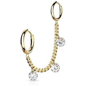 Piercing Street Double piercing oreille chaine strass anneaux dore - Dore