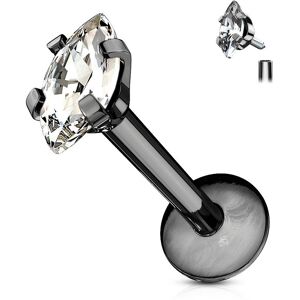 Piercing Street Piercing oreille labret noir vissage interne strass ovale - Noir