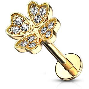 Piercing Street Piercing labret oreille trefle quatre feuilles plaque or - Dore