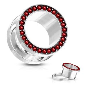 Piercing Street Piercing tunnel acier chirurgical ligne de strass rouge - Argente