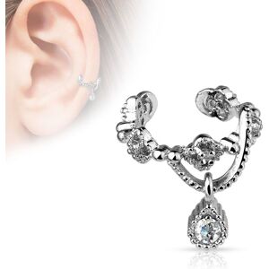 Piercing Street Faux piercing oreille chaine strass - Argente