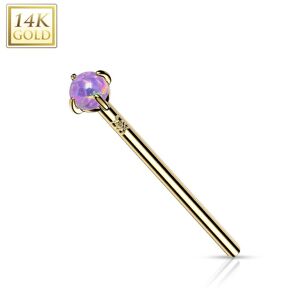 Piercing Street Piercing nez fishtail Or jaune 14 carats opale violette - Dore
