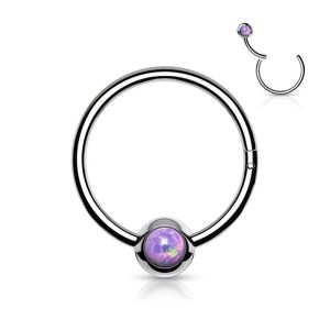 Piercing Street Piercing oreille anneau boule acier opale violette - Argente