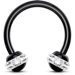 Piercing Street Piercing fer a cheval noir boule cristaux blanc (oreille, septum) - Noir