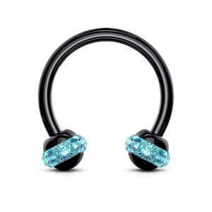 Piercing Street Piercing fer a cheval noir boule cristaux turquoise (oreille, septum) - Noir