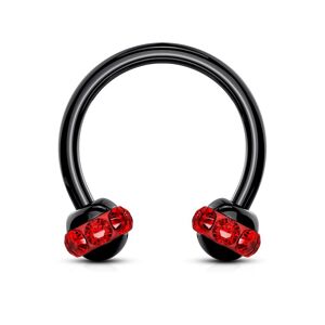 Piercing Street Piercing fer a cheval noir boule cristaux rouge (oreille, septum) - Noir