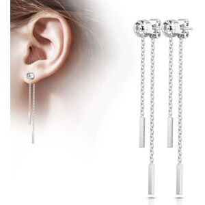 Piercing Street Paire Boucles d'oreille clous chaines et barres argente - Argente