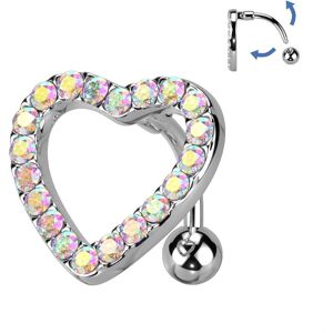 Piercing Street Piercing nombril inverse coeur strass aurore boreale - Argente