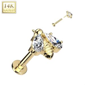 Piercing Street Piercing labret oreille or jaune 14K abeille - Dore