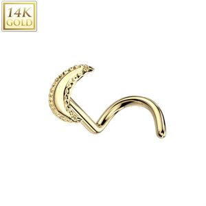 Piercing Street Piercing nez or jaune 14 carats tige tire-bouchon croissant de lune - Dore