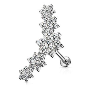 Piercing Street Piercing labret oreille cinq fleurs strass - Argente