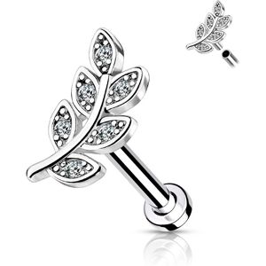 Piercing Street Piercing labret oreille feuille pavee - Argente