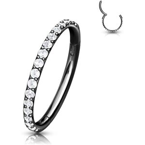 Piercing Street Piercing oreille anneau segment titane G23 pave de strass noir - Noir