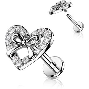 Piercing Street Piercing labret oreille coeur et ruban argente - Argente