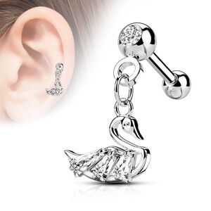 Piercing Street Piercing cartilage oreille pendentif cygne - Argente