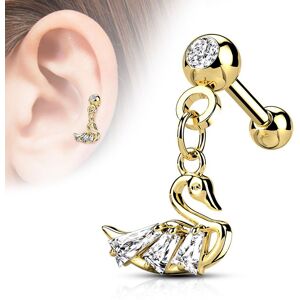 Piercing Street Piercing cartilage oreille pendentif cygne dore - Dore