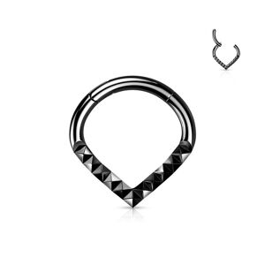 Piercing Street Piercing oreille anneau segment acier noir chevrons pyramides - Noir