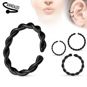 Piercing Street Piercing oreille anneau torsade acier chirurgical noir - Noir