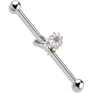 Piercing Street Piercing industriel oreille fleurs et feuilles - Argente