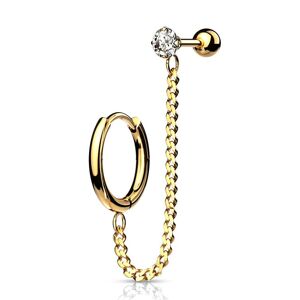 Piercing Street Double piercing cartilage oreille chaine anneau click barbell dore - Dore