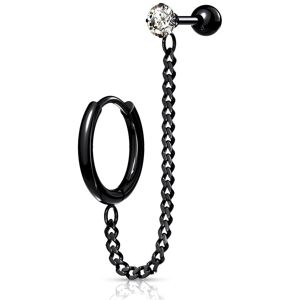 Piercing Street Double piercing cartilage oreille chaine anneau click barbell noir - Noir