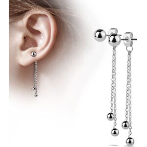 Piercing Street Paire Boucles d'oreille clous boule et chaines argente - Argente