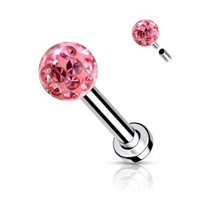 Piercing Street Piercing labret oreille cristaux rose - Argente