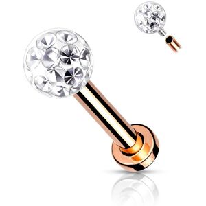 Piercing Street Piercing labret oreille rose cristaux blanc - Or Rose