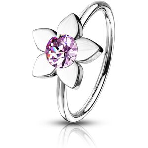 Piercing Street Piercing nez anneau pliable fleur strass rose - Argente