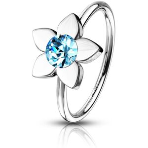 Piercing Street Piercing nez anneau pliable fleur strass turquoise - Argente