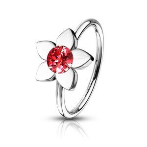 Piercing Street Piercing nez anneau pliable fleur strass rouge - Argente