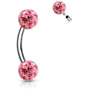 Piercing Street Piercing arcade boules a cristaux rose - Argente