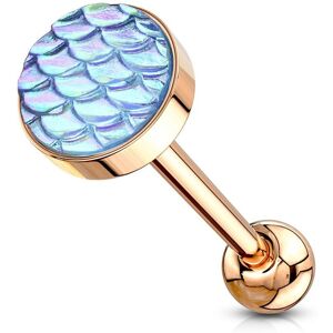 Piercing Street Piercing langue acier rose ecaille de poisson turquoise - Or Rose