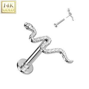 Piercing Street Piercing labret oreille or blanc 14 carats serpent - Argente