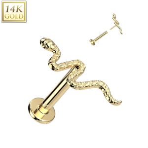 Piercing Street Piercing labret oreille or jaune 14 carats serpent - Argente