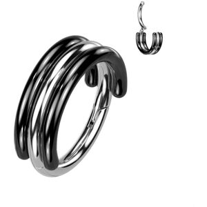 Piercing Street Piercing oreille anneau segment titane G23 cercles noir argente - Argente