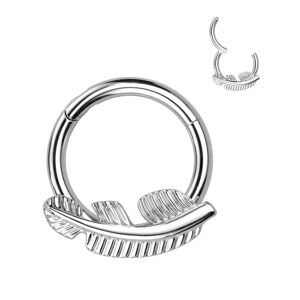 Piercing Street Piercing anneau segment titane G23 feuille argente (oreille, septum) - Argente