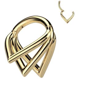 Piercing Street Piercing oreille anneau segment titane G23 triple chevrons dore - Dore